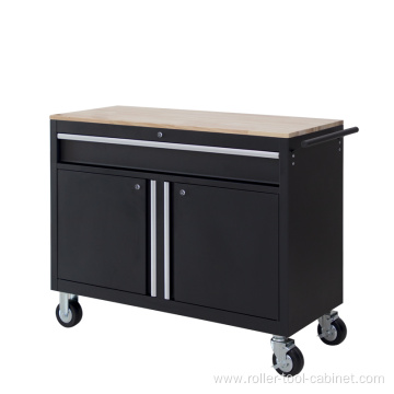 Solid Wood Worktable Rolling Tool Cabinet